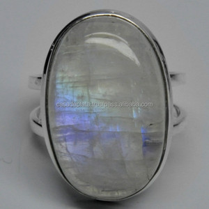 Rainbow <b>Moonstone</b> Oval Cab Gemstone <b>Ring</b> 925 Sterling Silver Unisex Fashionable Fine Wedding <b>Ring</b> Silver Plated Bezel Setting - Product Image 3
