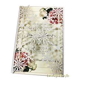 Cartes d'<span class=keywords><strong>invitation</strong></span> effet flocons de neige argentés 1 pièce, cartes de mariage découpées au Laser à paillettes, couverture de poche pour anniversaire - Product Image 2