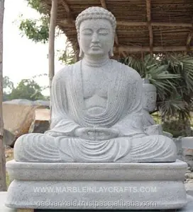 לבן אבן בודהה פסל