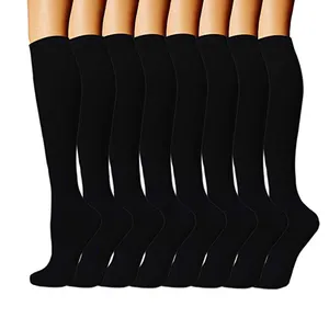 8 Pack 15- 20 mmHg schwarz lange absolvierte knie hohe reise laufschuhe sport compression radfahren socken für frauen