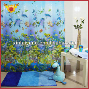 The <strong>blue</strong> color of the <strong>Sea</strong> Fish design of en <strong>suite</strong> bathrooms plastic pvc shower curtain - Product Image 1