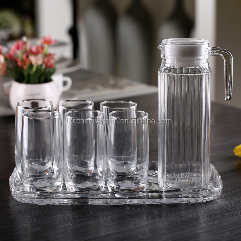 7pcs clear glassware set with lid