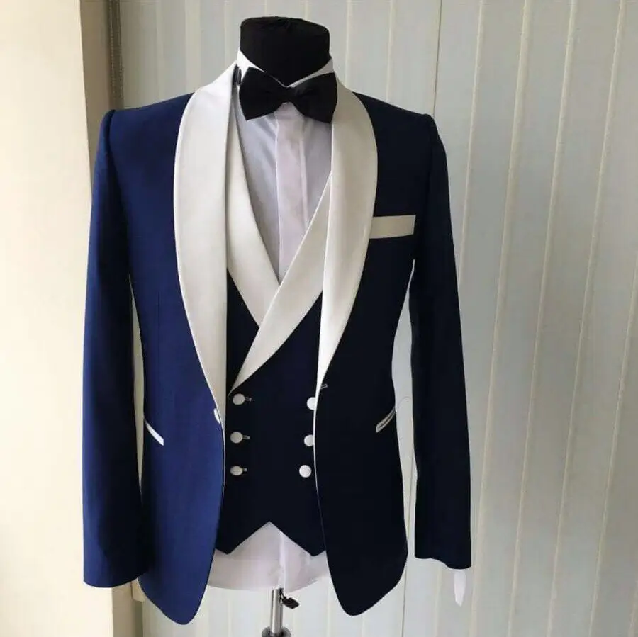 De moda 3 piezas de alta calidad pantalón abrigo diseño foto de boda de corte Slim Fit los hombres traje de YF015