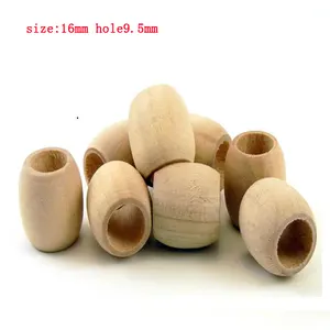 Natural unfinished 16mm wood barrel beads with large hole