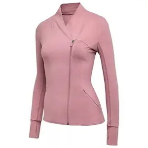 Light Weight Quick Dry Long Sleeve Women Sport Fitness Jacket with Thumb Holes