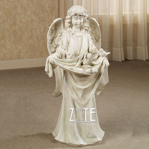 Estatua de Ángel de niño pequeño de mármol blanco tallado de diseños populares - Product Image 5