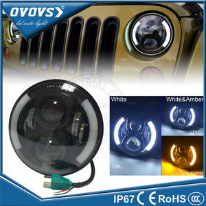 OVOVS H4 Ampoules Objectif du Kit Salut/Lo DOT 12 v 24 v 7 "Pouces phare rond led ange eye projecteur - Product Image 1