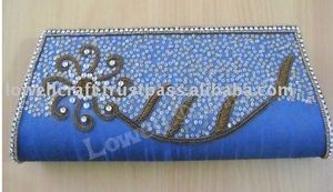 Lowellcraft Ladies Handmade Beaded <b>Clutch</b> Bag-Elegant Bridal <b>Wedding</b> Evening Bag with Chain Strap & Flap Closure (Up to 1L) - Product Image 3