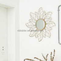 Salon salle de bain fleur forme sunburst cadre métallique décoratif or miroir