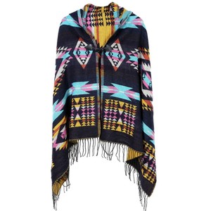 2022 nuovo stile colorato da donna con blocchi <span class=keywords><strong>di</strong></span> colore aperto Poncho davanti scialle in lana - Product Image 5