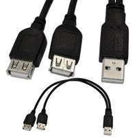 OEM ODM Fábrica Dual USB Hembra Jack Cable Adaptador USB 2,0 Macho Y Splitter Hub PVC Chaqueta Trenza Blindaje para Cámaras Computadoras