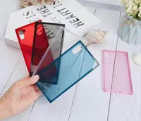 2022 새로운 충격 방지 유연한 투명 사각형 스마트 전화 케이스 녹색 파란색 뒷면 커버 아이폰 X 삼성 갤럭시 j2 j5 j7