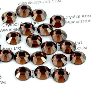 CRYSTAL ACE bulk packing coffee colour flat back rhinestone ss10 iron-on strass hot-fix crystal for lady shoes