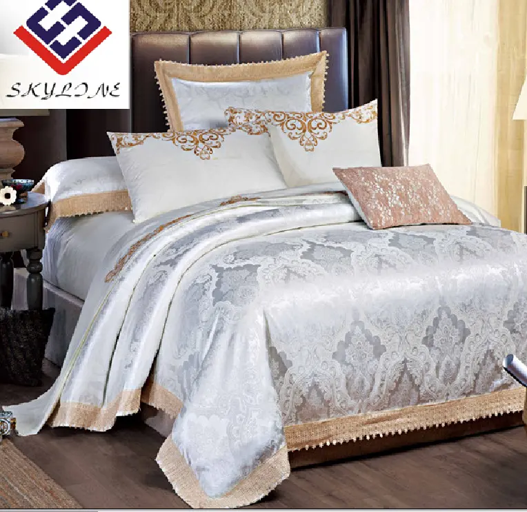 Di lusso reversibile policotone jacquard copripiumino e lenzuolo set di biancheria da letto per hotel e la casa