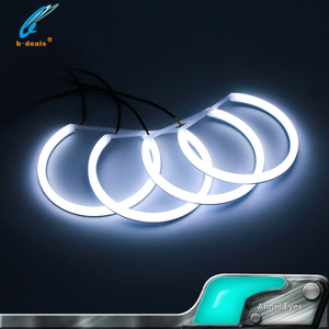 Bague halo en coton <span class=keywords><strong>led</strong></span> pour BMW <span class=keywords><strong>E46</strong></span> E39, lumière double couleur avec yeux d'ange - Product Image 2