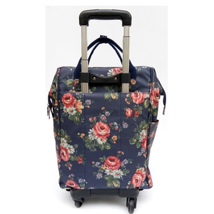 Sac de voyage à roulettes en toile à imprimé floral de grande capacité, bagage cabine - Product Image 3