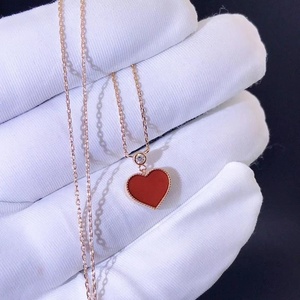 18K <span class=keywords><strong>oro</strong></span> <span class=keywords><strong>de</strong></span> lujo diseño gran oferta ágata natural corazón rojo Shsape Collar para mujer - Product Image 1