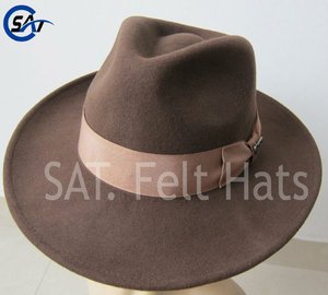Moda 100% lana de color marrón sentí Indiana Jones sombrero - Product Image 1