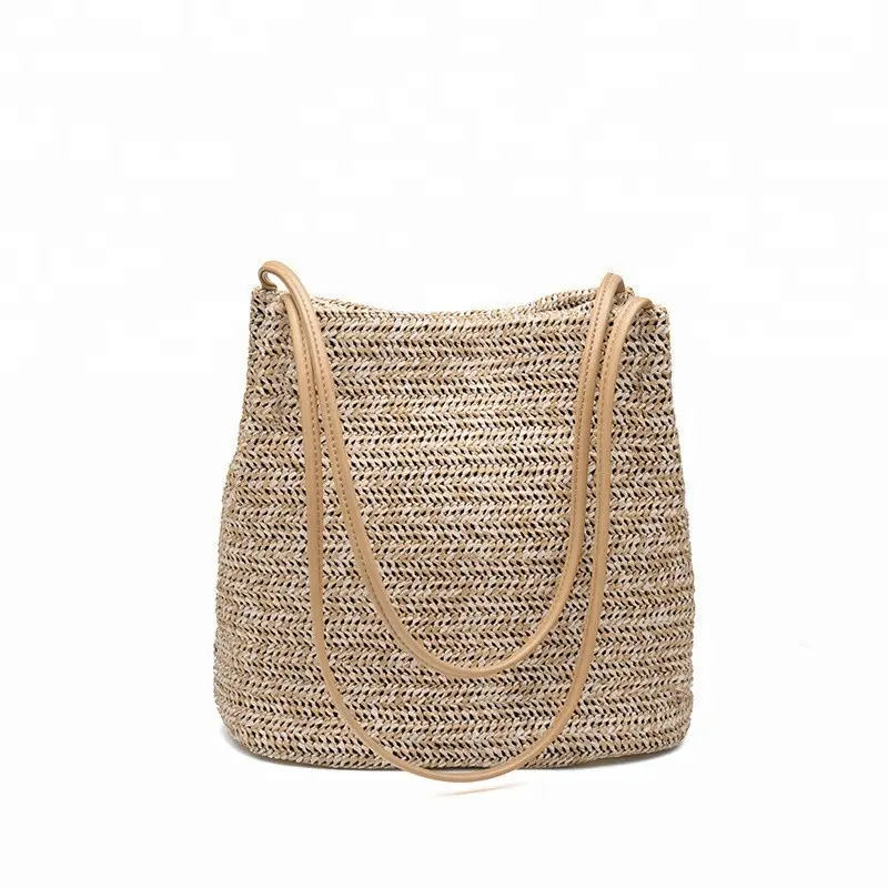 Großhandel Frauen Strand Handgefertigten Rattan Tasche Bast Stroh Einkaufstasche Sommer dame Handtasche