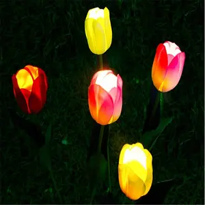 Tulip artificial led garden light solar led Flower light Color Changing Rose Lights for Yard Garden Decoration