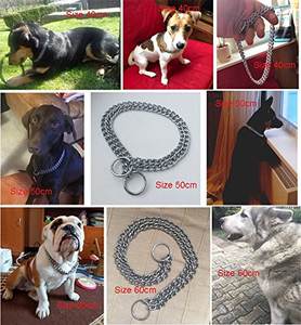 Kingtale grosir tugas berat tiga baris Tautan kalung rantai anjing untuk hewan peliharaan perak padat kerah hewan peliharaan & kalung gesper keling - Product Image 3