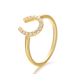 Valeur 925 Cz Sterling Silver Gold Horseshoe Ring anneaux bijoux femmes - Product Image 6