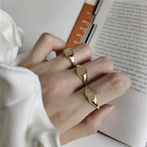 Simple gold ring designs S925 stamp silver ring gold open custom letter n jewelry rings for women