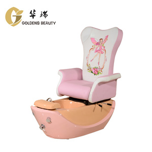 Chaise de massage pour les pieds en cuir PU doux de couleur violet pour enfants, salon de beauté, avec bol - Product Image 2