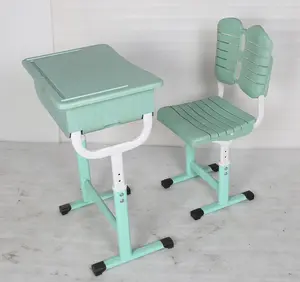 Ensemble de bureau et de chaises à hauteur réglable, mobilier scolaire du primaire, plateau en bois ou en plastique