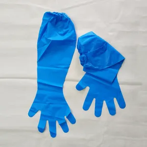 CE marked 60cm elbow length disposable poly cast CPE gloves ideal for veterinary, hunting or field dressing