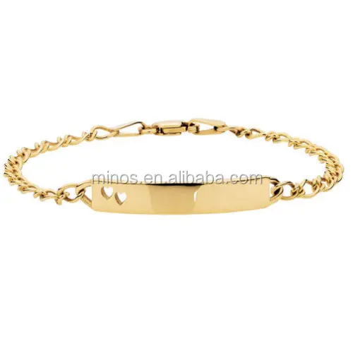 2017 New Design 316L Stainless Steel 14cm Baby Identity Bracelet In Gold Plated