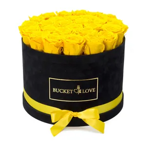 Lüks yuvarlak şekilli kadife hediye çiçek kutusu/süet gül kutusu/kadife takı ambalaj kutuları