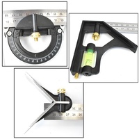 Équerre combinée horizontale en acier inoxydable multifonction pour menuiserie, règle d'angle droit à 90 degrés pour le travail du bois