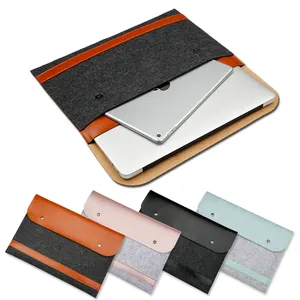 Promotional Ladies' Slim Leather Laptop Sleeve Case Protective 12'' 13'' 15'' Mac Computer Cover with Felt Bag for Mac Computer