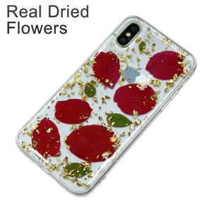 Main Réel de Fleurs Séchées Téléphone Cas, Fait De Réel Fleurs Tpu Couverture Arrière Cas Pour iPhone X - Product Image 1