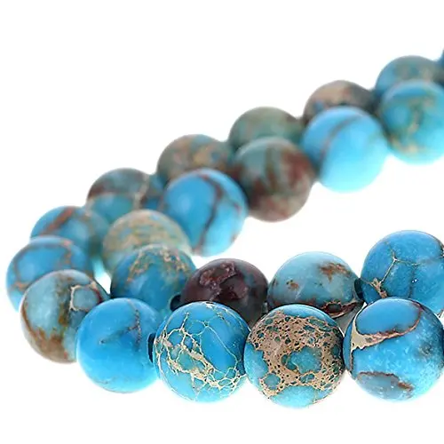 1012MM Blue Imperial Jasper Gemstone Beads Flat Disc Loose Beads Blue Turquoise Sold by Strand for Jewelry Making