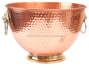 Old Dutch Round Hammered Copper Tub Drinkware Accessories for <b>Punch</b> <b>Bowl</b> and for Champagne Bar Metal Material - Product Image 1