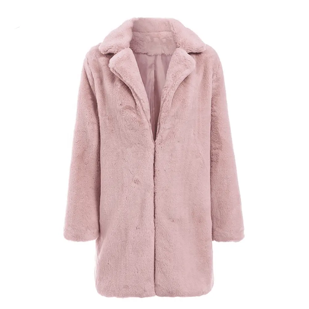 KY warm ink-abrigo largo de piel de imitación para mujer, abrigo gris de invierno cálido con cuello vuelto y cintura ancha