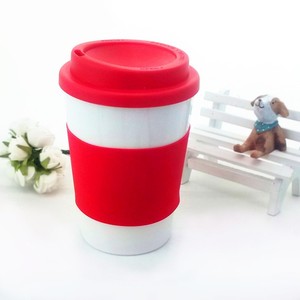 12 oz reutilizables sola pared doble pared taza de café con tapa y cubierta <span class=keywords><strong>del</strong></span> silicio - Product Image 5