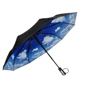Компактный солнцезащитный складной УФ-зонт с принтом синего неба