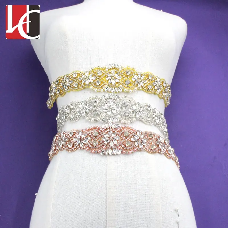 HC-5341 Hechun Váy Cưới Hoa Rhinestone Đính Vành Đai