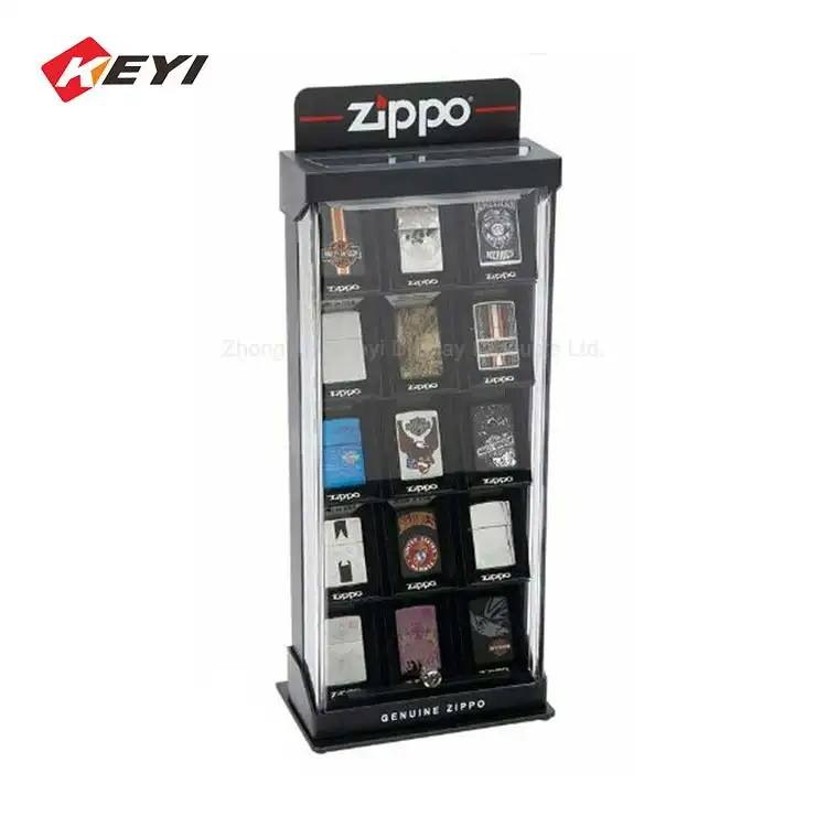 Customized Retail Store Acrylic Product Counter Top Display Stand, Lighter Display Case