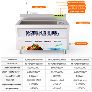 ASQ 120J Fabrika toptan Bağlantısız Paslanmaz çelik ultrasonik Meyve ve sebze yıkama makineleri - Product Image 5