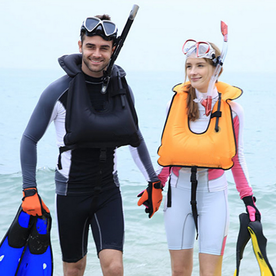 Оранжевый Прочный спасательный жилет с клапаном для лодки, переносной, надувной спасательный жилет