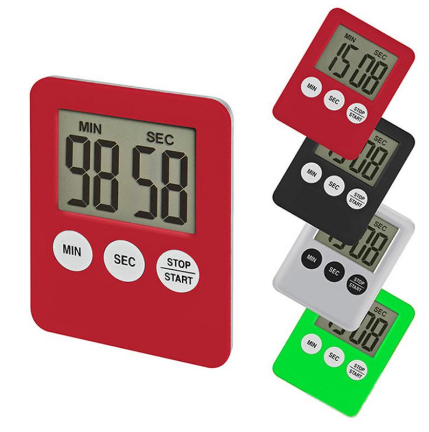 Layar Digital LCD Super Tipis Timer Dapur Persegi Memasak Hitung Mundur Alarm Magnet Jam Temporizador