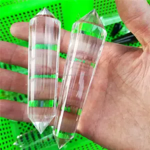 Factory produce 12-Sides Very Clear Natural Quartz wands Crystal Double Points