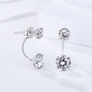 DUOYING Eleganti orecchini a lobo in argento sterling 925 con zirconi cubici rotondi, <span class=keywords><strong>gioielli</strong></span> scintillanti minimalisti per donne, ragazze, matrimoni - Product Image 3