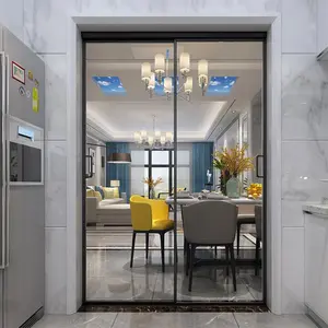 Minimalizm Alüminyum alaşımlı yatak odası dolap mutfak dar çerçeve sürgülü kapı tasarımları