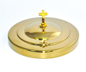Service de vaisselle de Communion avec couvercle en or, assiette à pain en acier inoxydable - Product Image 1