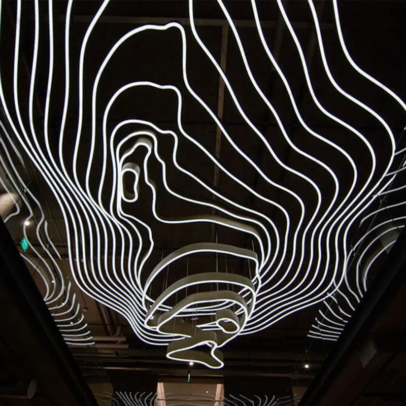 Lampu Gantung Seni Besar LED Modern Kustom Lampu Gantung Dili Peredupan Hotel Loby untuk Pasar Super Ruang KTV Kelab